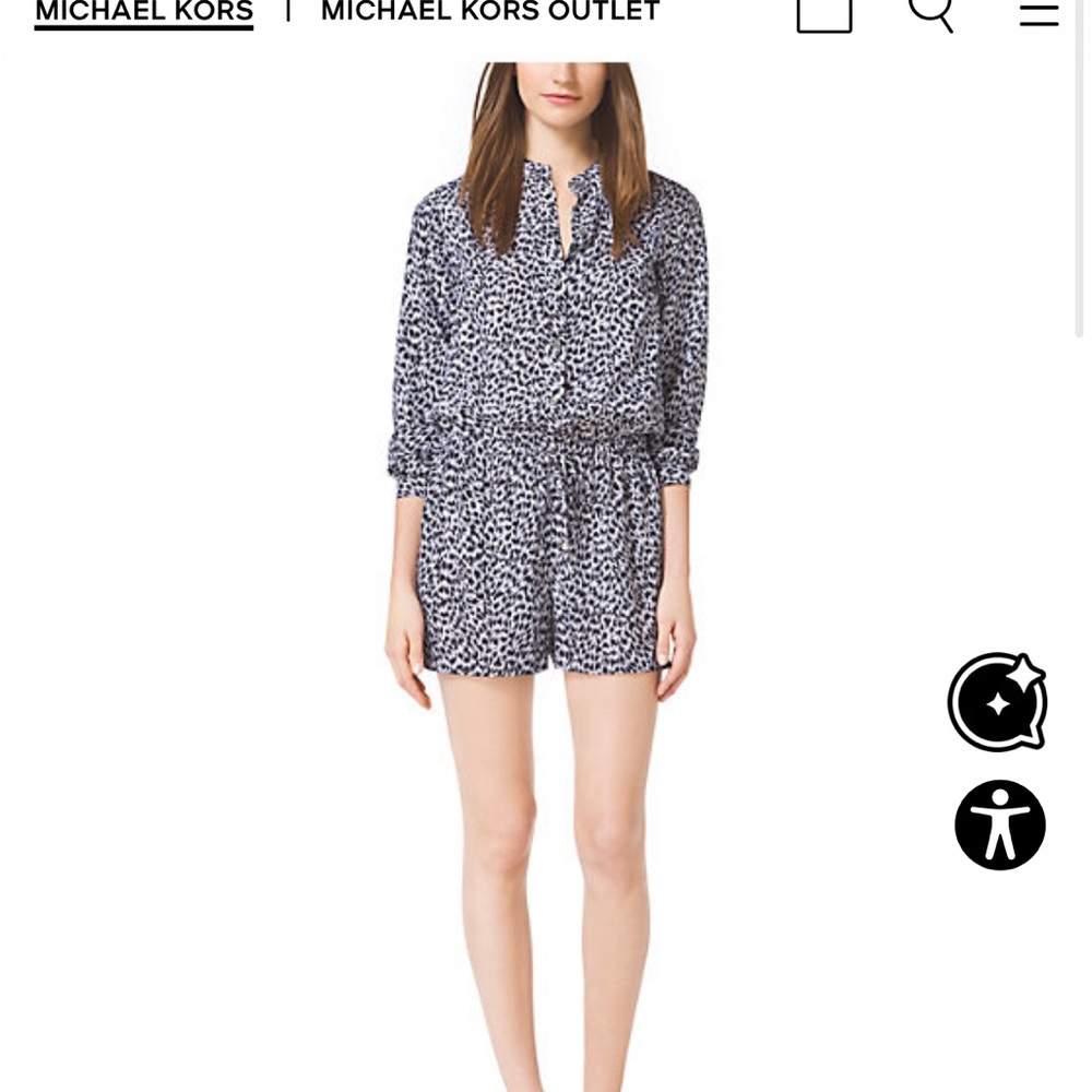 Michael Kors Michael KorsWomens Sz M  Floral Shorts Jumpsuit  White And Black